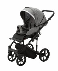 Carucior 3 in 1 Adamex Rimini Alu tip Collection Linen  EcoLeather cloud gray cu scaun iSize, parte sport reglabila pana la orizontala, cadru cu suspensii, landou cu suport de cap reglabil pe inaltime - 2