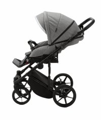 Carucior 3 in 1 Adamex Rimini Alu tip Collection Linen  EcoLeather cloud gray cu scaun iSize, parte sport reglabila pana la orizontala, cadru cu suspensii, landou cu suport de cap reglabil pe inaltime - 3