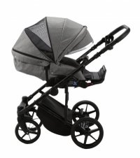 Carucior 3 in 1 Adamex Rimini Alu tip Collection Linen  EcoLeather cloud gray cu scaun iSize, parte sport reglabila pana la orizontala, cadru cu suspensii, landou cu suport de cap reglabil pe inaltime - 4