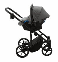 Carucior 3 in 1 Adamex Rimini Alu tip Collection Linen  EcoLeather cloud gray cu scaun iSize, parte sport reglabila pana la orizontala, cadru cu suspensii, landou cu suport de cap reglabil pe inaltime - 5