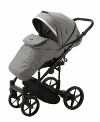 Carucior 3 in 1 Adamex Rimini Alu tip Collection Linen  EcoLeather cloud gray cu scaun iSize, parte sport reglabila pana la orizontala, cadru cu suspensii, landou cu suport de cap reglabil pe inaltime - 8