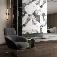 Gresie Portelanata Rozer Grey Gold Insert Carving 60X120 Lucioasa cu Insertii Aurii - 2