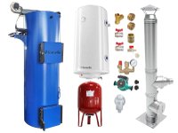 Pachet centrala pe combustibil solid Fornello Turbo 25 kW cu cos de fum, boiler, vas de expansiune si pompa - 1