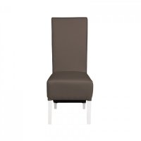 Scaun Vanessa pentru living, picioare din lemn alb, tapiterie din piele ecologica gri elefant, dimensiuni 47x60x110 cm - 1