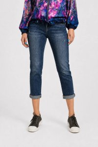 Blugi slim fit pentru femei cu aspect prespalat si efect vintage - nuanta albastra - 1