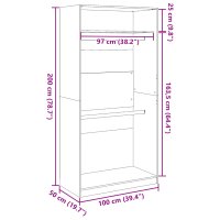 Dulap din lemn prelucrat, stejar artizanal, 100x50x200 cm, cu 1 raft - 9