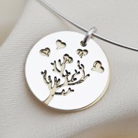 Lantisor cu doi banuti mati suprapusi - Amprenta iubirii - Argint 925 si Aur Galben 18K - 1