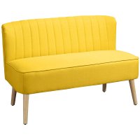 HOMCOM Canapea Compacta cu 2 Locuri, Fara Brate, Galben, 117x56.5x77 cm - 1