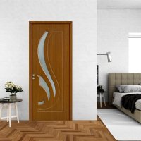 Usa interior MDF OP 154 reversibila cu toc si geam stejar inchis 80 x 200 cm - 1