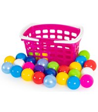 Set cu 25 de bile multicolore si cos de cumparaturi pentru copii - 1