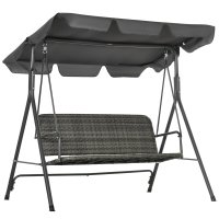 Balansoar de Gradina Outsunny 3 Locuri cu Parasolar Ajustabil, 167x112x153 cm, Gri Inchis - 1