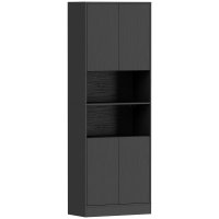 HOMCOM Dulap de Bucatarie 170 cm, Negru cu Aspect Lemn si Rafturi Reglabile | Aosom Romania - 1