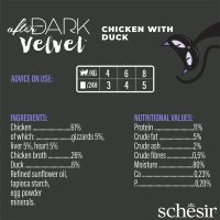 SCHESIR After Dark Velvet Mousse, Pui și Rață, plic hrană umedă fără cereale pisici, (mousse), 80g - 5