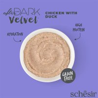 SCHESIR After Dark Velvet Mousse, Pui și Rață, plic hrană umedă fără cereale pisici, (mousse), 80g - 6