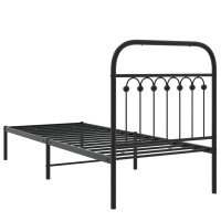 Cadru de pat metalic elegant, negru, 80x200 cm - 6