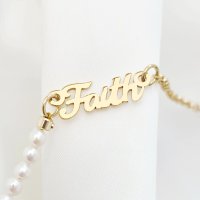 Lantisor Faith - Bijuterie cu Har - Combinație lant si perle naturale - Argint 925 placat cu Aur Galben 18K - 1