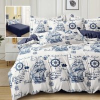 Lenjerie de pat din finet 6 piese (m532) cu imprimeuri elegante - 1