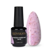 Diamonds Rubber Base Kievskaya Nr. 15 15ml | Bază rubber color lila cu particule aurii - 1
