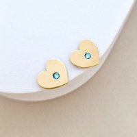 Cercei inima - model cu cristal Swarovski - Argint 925 placat cu Aur Galben 18K - inchidere surub - 1