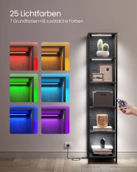 Biblioteca cu LED reglabil, Barnet, Negru, 30.3x40x178.6 cm - 2