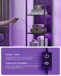 Biblioteca cu LED reglabil, Barnet, Negru, 30.3x40x178.6 cm - 3