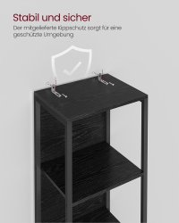 Biblioteca cu LED reglabil, Barnet, Negru, 30.3x40x178.6 cm - 6