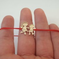 Bratara Personalizata Familie - 2 Membri - Aur Galben 14K cu Snur Regabil - 1