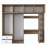 Set de dormitor pentru studiu Hanah Home, nuc si alb, dimensiuni 240x216.8x42.5 cm - 3