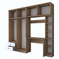 Set de dormitor pentru studiu Hanah Home, nuc si alb, dimensiuni 240x216.8x42.5 cm - 5