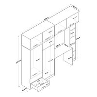 Set de dormitor pentru studiu Hanah Home, nuc si alb, dimensiuni 240x216.8x42.5 cm - 6