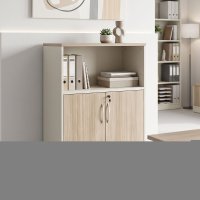Dulap de birou Greco, bej cu aspect de stejar, 80 x 40 x 120 cm - 1