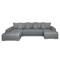 Coltar MARIBO U extensibil, cu arcuri si lada depozitare, colt stanga, gri deschis, 350x203x90 cm - 1