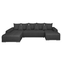 Coltar MARIBO U extensibil, cu arcuri si lada depozitare, colt stanga, gri inchis, 350x203x90 cm - 1