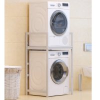 Raft alb pentru masina de spalat si uscator, metal si PAL, 72 x 60 x 112 cm - 1