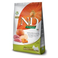 N&D Pumpkin Adult Mini XS-S, Mistreț si Măr, hrana uscata fara cereale pentru caini, 7kg - 2