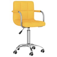 Scaun de birou rotativ galben mustar din material textil - 1