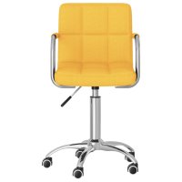Scaun de birou rotativ galben mustar din material textil - 3