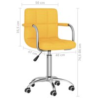 Scaun de birou rotativ galben mustar din material textil - 9