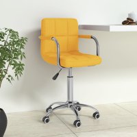 Scaun de birou rotativ galben mustar din material textil - 2