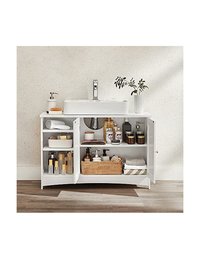 Dulap de depozitare pentru chiuveta, Vasagle, 2 usi, Alb, 90 x 30 x 60 cm - 3
