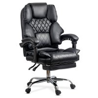 Scaun Directorial OFF 411 Negru cu Suport de Picioare - 1