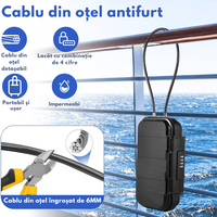 Seif Portabil Antifurt cu Cod Numeric, Dasbo®, Caseta de Valori Impermeabila cu sistem de blocare, Cablu de siguranta - 5