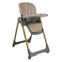 Scaun de masa pliabil Bebe Stars Milk cu roti, inaltime reglabila, 15 kg, tavita detasabila, conform EN 14988:2017, Beige - 1