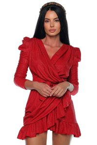 Rochie Eleganta din Lurex cu Volane - 1