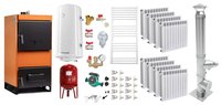 Pachet Complet Incalzire Fiama W 45 kW cu Cos Inox, Calorifere Fornello Alvo si Boiler Termoelectric - 1