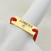 Bratara Personalizata cu Nume si Diamant pentru Bebe - Argint 925 Placat cu Aur Galben 18K, Snur Reglabil - 1