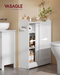 Dulap de Baie Vasagle Alb 60x20x80 cm pentru Organizare Eficientă - 1