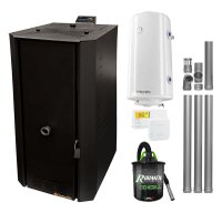 Pachet Centrala termica pe peleti Fornello Rossi B Black 25 kw, pompa de circulatie, vas expansiune, tiraj fortat, Ecodesign, A+, Boiler Termoelectric Fornello 100 l, Termostat Salus 091FLRFV2, Aspirator si Kit evacuare 3.5 ml - 1
