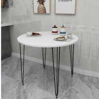Masa bucatarie rotund texturata, alb, Homs 70x70x75 cm, A0047 - 1