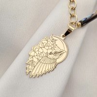 Colier Bufnita Aurie - Perle Tubulare metalizate & Bilute - Argint 925 placat cu Aur 18K - 1